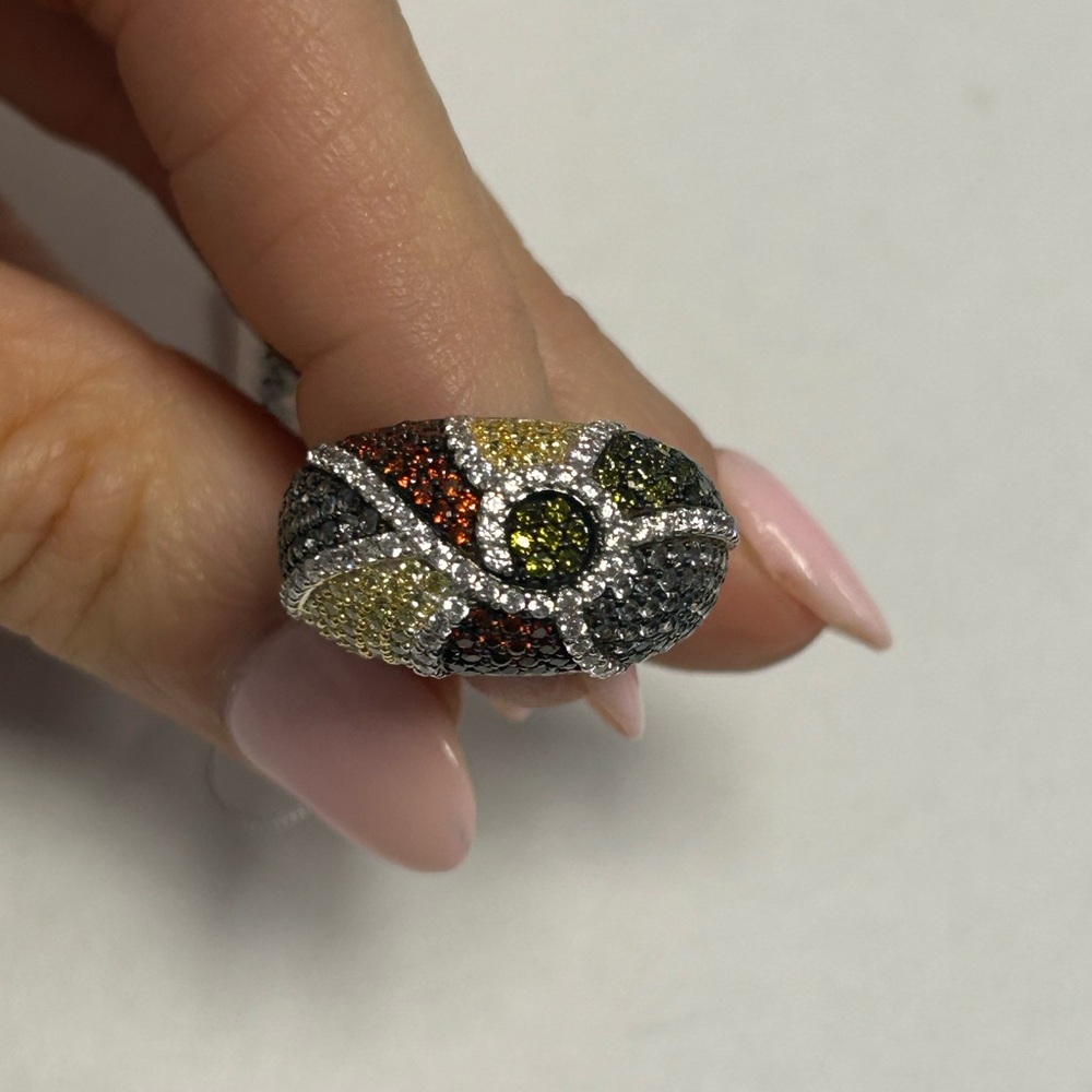 Suzy Levian Sterling Silver Multicolored CZ Ring NWT